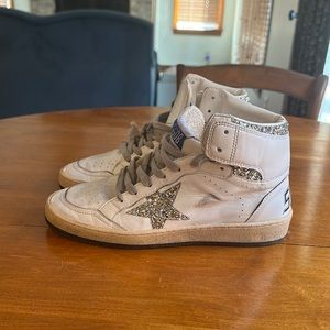 Golden Goose Sky Star, white with silver, size 8